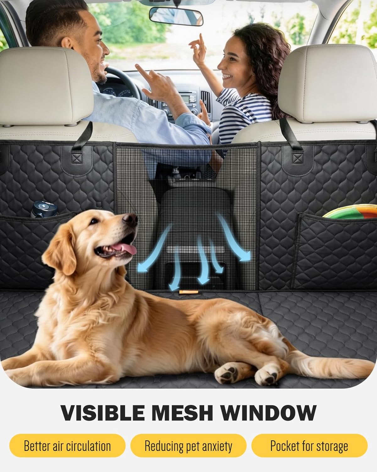 Back Seat Extender for Dogs, Waterproof Dog Car Seat Cover for Back Seat with Hard Bottom, Upgraded Material, Anti Scratch, Easy to Use and Clean, Holds 420lbs