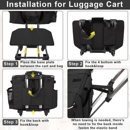 Wearable Large Cleaning Caddy Bag for Housekeeper, Clean Supply Organizer with Adjustable Shoulder, Waist & Handle Straps, Detailing Bag for Kitchen Supplies (Black)
