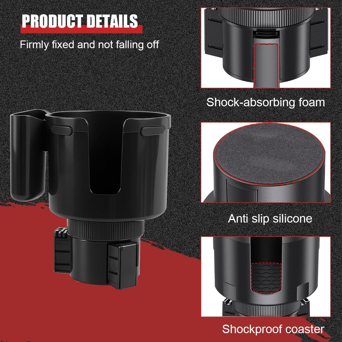 2 in 1 Car Cup Holder Expander with Phone Holder, 2.6"-3.93" Vehicle Cupholder Extender Adapter with Expandable Base, Auto Interior Water Bottle Accessories, Universal fit