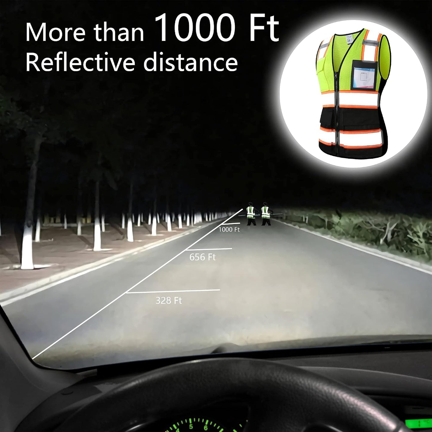 Reflective High Visibility Safety Vest for Men Women with Pockets Zipper Front Meets ANSI/ISEA Standards