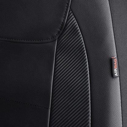 Flying Banner Carbon Fiber Leather Vehicle Seat Covers, Leopard Gray Black, Universal Fit - 8PCS
