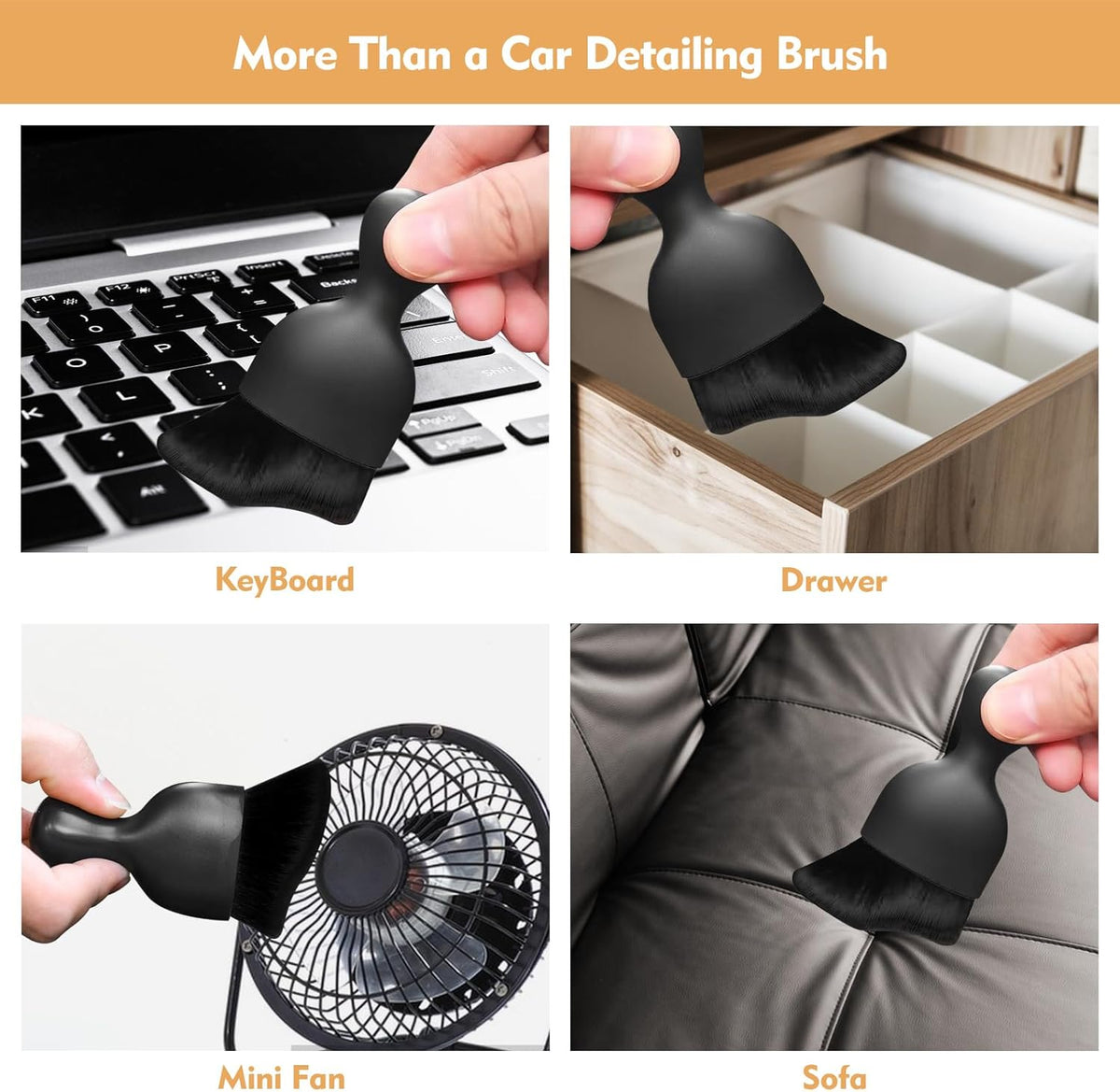 Car Interior Cleaning Brush Car Duster Interior with Ultra Soft Bristles Auto Detailing Brushes Dusting Car Accessories for Dashboard, AC Vents, Leather, Scratch-Free (1Pack)