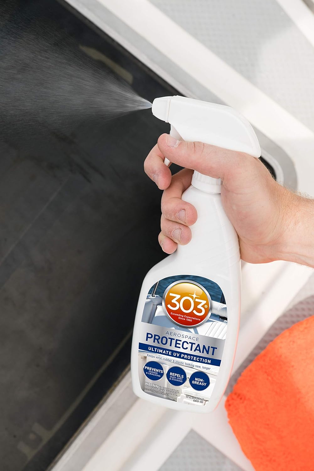 303 Products Marine Aerospace Protectant Spray, UV Protection for Boat Vinyl & Surfaces – Repels Dust, Dirt & Staining, Matte Finish, Restores Like-New Appearance, 32 oz