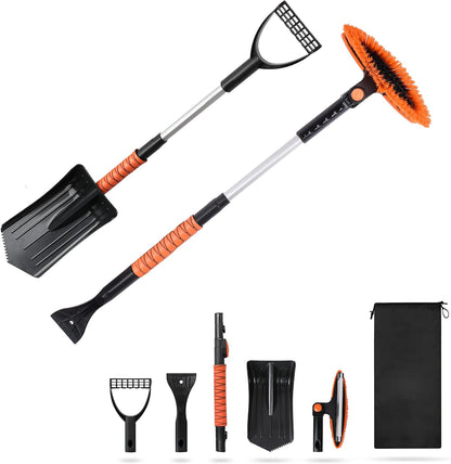 Autovir 27" Snow Brush and Ice Scrapers for Car Windshield (1 Pack), Window Ice and Snow Scraper with Ergonomic Foam Grip, Snow Windshield Scraper with Aluminum Body, Winter Car Accessories (Green)