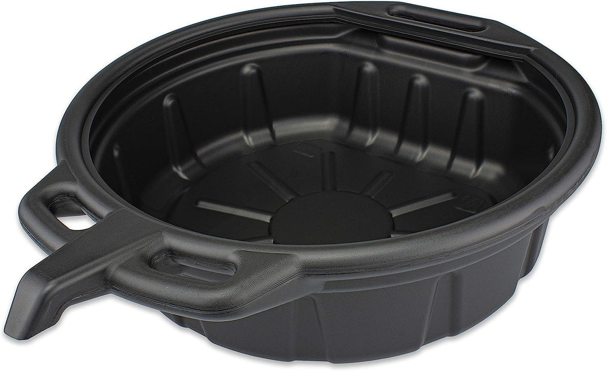 NEIKO 20760A 4 Gallon (16L) Anti-Splash Drain Container with Pour Spout, Black Plastic Drip Catcher for Fluid Changes