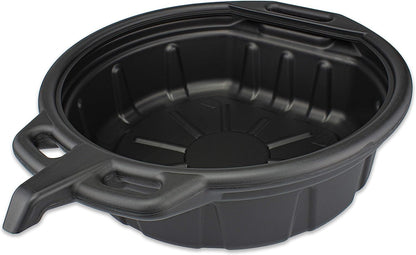 NEIKO 20760A 4 Gallon (16L) Anti-Splash Drain Container with Pour Spout, Black Plastic Drip Catcher for Fluid Changes