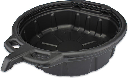 NEIKO 20760A 4 Gallon (16L) Anti-Splash Drain Container with Pour Spout, Black Plastic Drip Catcher for Fluid Changes