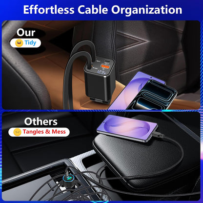 [Apple MFi Certified] iPhone 17 Car Charger, Linocell 90W USB C Car Charger Dual PD Power Cigarette Lighter Adapter with 2Pack Type C Braided Cable for iPhone 17/17 Pro Max/16/15/Galaxy S26/S25/Pixel
