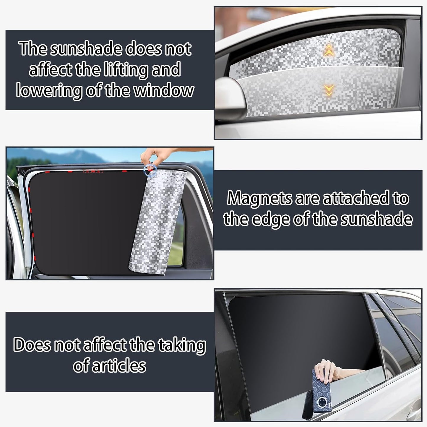 ZATOOTO Side Window Sun Shade - 4 Pack Car Window Covers 99% UV Light Block Car Curtains Magnetic Side Window Sun Shade Keeps Cooler for Breastfeeding, Taking a nap, Changing Clothes, Camping