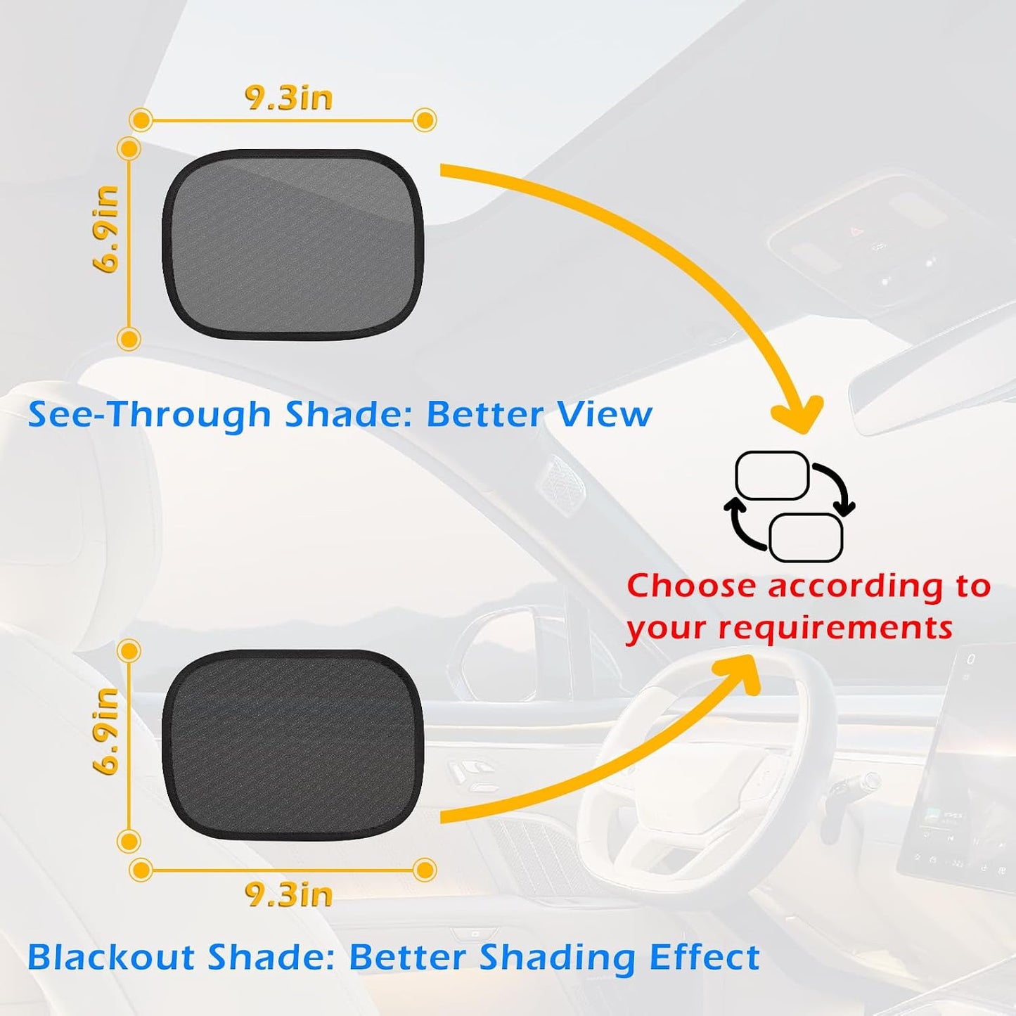DIZA100 Car Sun Shade, 2 Pack Window Shade for Baby Universal Cling Sunshade for Side Window Sun Glare and UV Protection for Kids/Adults/Pets - 20''x12'' Fits 98% Cars(Suction Cup Stick)