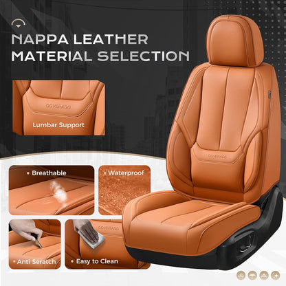 Coverado Seat Covers Full Set, Black Seat Covers for Cars 5 Seats, Car Seat Protector, Waterproof Nappa Leather Car Seat Cushion, Front and Rear Car Seat Cover Fit for Most Sedans SUV Pick-up Truck - Colors B