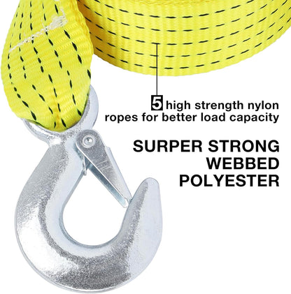 ATV Tow Strap with Hooks 20 ft,15000 lbs Towing Straps Heavy Duty with Hook 2 inch x 20 Foot Ropes for Trucks Vehicles Acessories,Cable for Truck Boat,Roadside Emergency Car Kit
