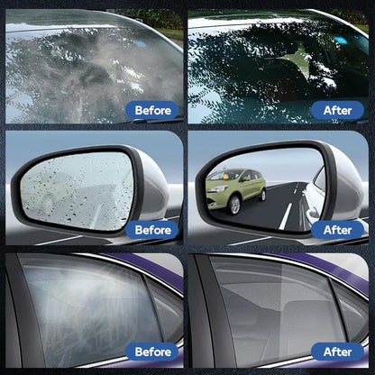 Pousbo 2PCS Glass Oil Film Remover for Car, Windshield Cleaner Tool for Automotive Windshield, Auto Glass Cleaner Emulsion for Rain and Anti-Fog, Streak Free Crystal Clear View (100ml Rain Repellent)