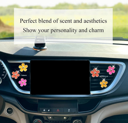 ORIESSE 6pcs Flowers Car Air Freshener Vent Clips Purple White Daisy Air Vent Clip Car Accessories for Women 3.3cm/3cm Flower Vehicle Interior Decor Refillable Diffuser