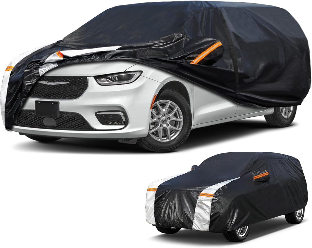 Large SUV Car Cover for Chevy Suburban 100% Waterproof All Weather, Heavy Duty Outdoor Full Exterior Covers Rain Sun Wind UV Protection. - Colors D