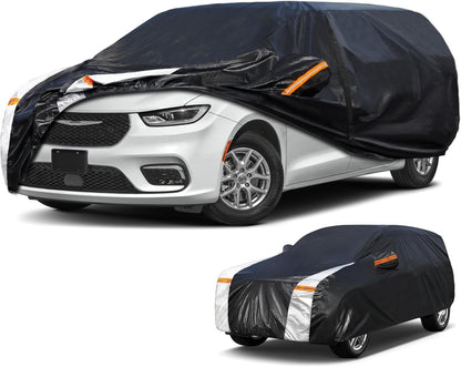 Large SUV Car Cover for Chevy Suburban 100% Waterproof All Weather, Heavy Duty Outdoor Full Exterior Covers Rain Sun Wind UV Protection. - Colors D