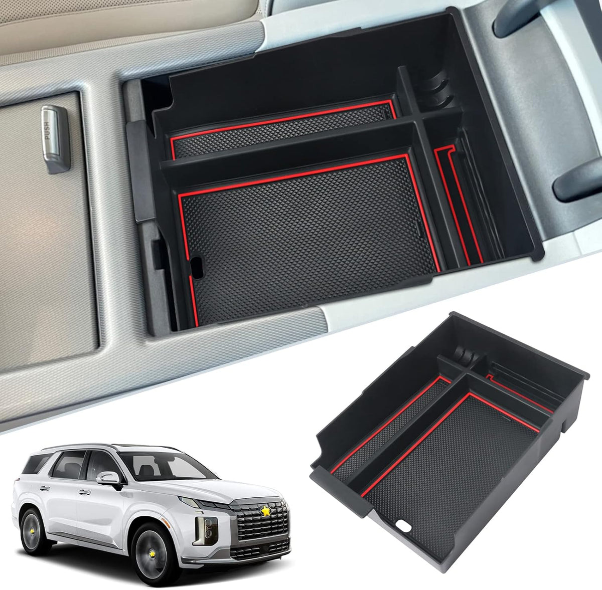SKTU 2-Pack 2023 2024 2025 2026 Lexu s RX350 Center Console Organizer for 2023-2026 Lexu s RX350/RX450h/RX500h Console Tray 2023 2024 2025 2026 RX350 Accessories with Sunglasses Holder [Double Layers]