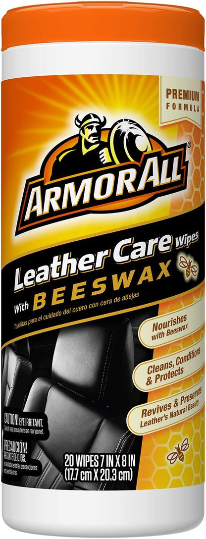 Armor All Car Interior Cleaner Leather Wipes - Cleaning for Cars & Truck & Motorcycle, 20 Count (Pack of 6), 10881