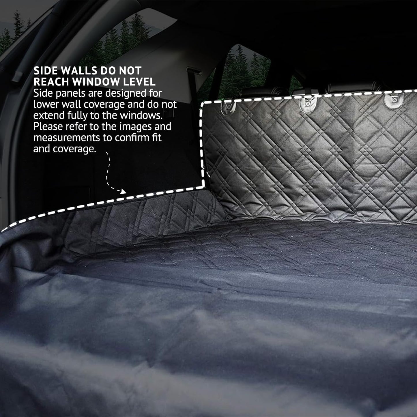 Bulldogology SUV Cargo Liner for Dogs 55"x82" Heavy Duty Pet Trunk Cargo Cover Area - Trunk Cover Car Protector for Dogs Waterproof Nonslip Mat - Dog Cargo Liner SUVs Vans Cars (Large, Black)