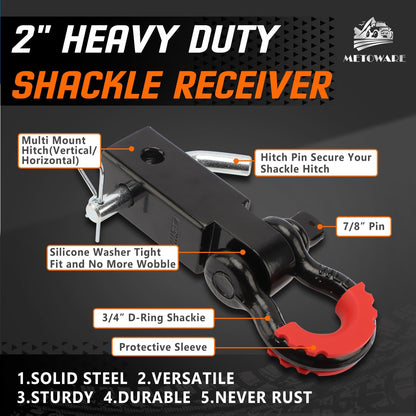 METOWARE Recovery Tow Strap Kit 3" x 20ft, Heavy Duty Recovery Strap 35,000lbs Break Strength with 3/4" D Ring Shackles(2pcs) & Storage Bag, Emergency Off Road Towing Rope for SUV, UTV, ATV, Truck