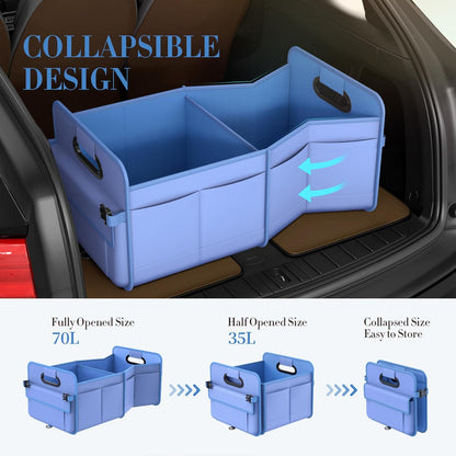 titiyiof Trunk Organizer For Suv & Sedan,Car Organizers and Storage, Waterproof Collapsible & Adjustable Straps,Sturdy Car Organization for Car Accessories, Tools,Food，Sundries,2-3 Compartment（Beige）
