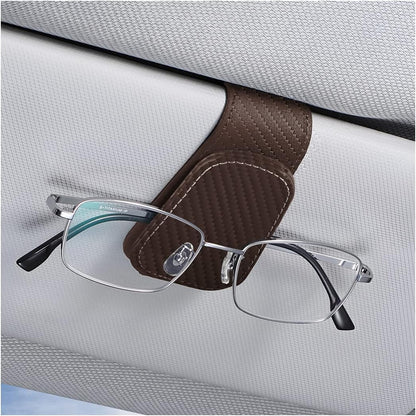 AICEL Sunglasses Holders for Car Sun Visor, Leather Eyeglasses Hanger Mounter, Magnetic Glasses Holder and Ticket Card Clip, Auto Interior Accessories Universal for SUV Pickup Truck