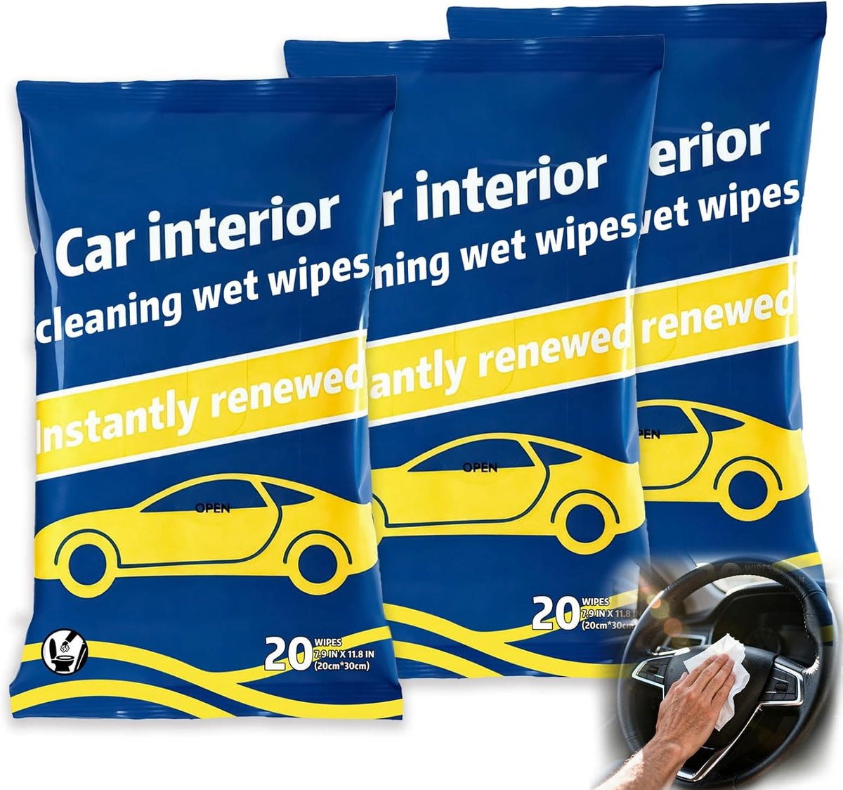 Dashboard Wipes, Car Interior Protectant, Car Protectant Wipes, Car Interior Cleaning Wet Wipes, 60 Count
