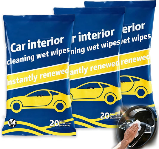 Dashboard Wipes, Car Interior Protectant, Car Protectant Wipes, Car Interior Cleaning Wet Wipes, 60 Count