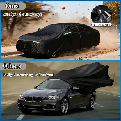 Car Cover for Sedan Waterproof Outdoor Car Covers Rain Snow UV Protection Universal Fit for Sedan Length 178-185 inch