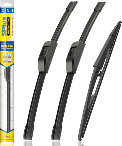 5 PLUS® Silicone Windshield Wipers Replacement for 2019-2024 Toyota RAV4/ 2006-2015 Mazda 5 Wiper Blades(Set of 3), Windshield Wiper Blades For My Car-26"/16"/12" - Colors A