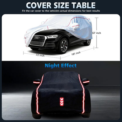 Car Cover for Sedan, Waterproof All Weather Heavy Duty, 360° Underbody Wrap Windproof Design, Quick Install Outdoor Vehicle Cover, Fits 186-193 in
