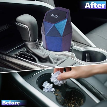 BFXM Car Trash Can, Car Trash Bin with Lid, Car Accessories for Women Interior, Car Garbage Can with Additional 2 ABS Hooks and 60pcs Trash Bags, Suitable for Home, Office, Car Organizer, Black