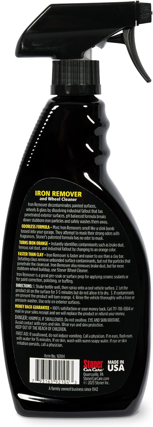 Stoner Car Care 92104 Iron Remover & Wheel Cleaner – Odorless Iron Fallout & Brake Dust Remover for Paint, Wheels & Glass – pH Balanced Rust Decontaminant with Color Indicator – 22 fl oz