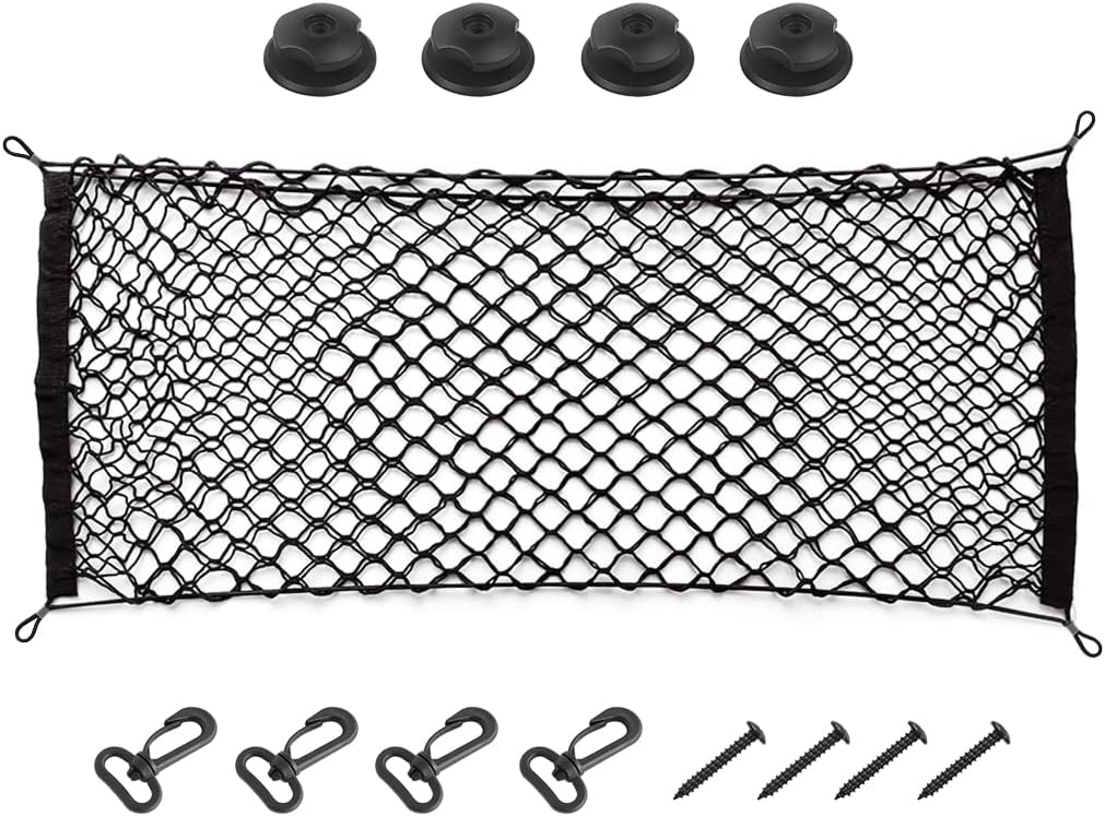 Car Rear Cargo Net, Adjustable Elastic Storage Organizer Net, Trunk Cargo Storage Net, Universal Fit for Car, Vehicle, SUV (43.3"x 15.8")