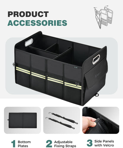 FLORICH Trunk Organizer for Suv, Premium Waterproof Car Organizers and Storage, Collapsible Multi-Compartment Truck Organizer Back Seat Storage for Car