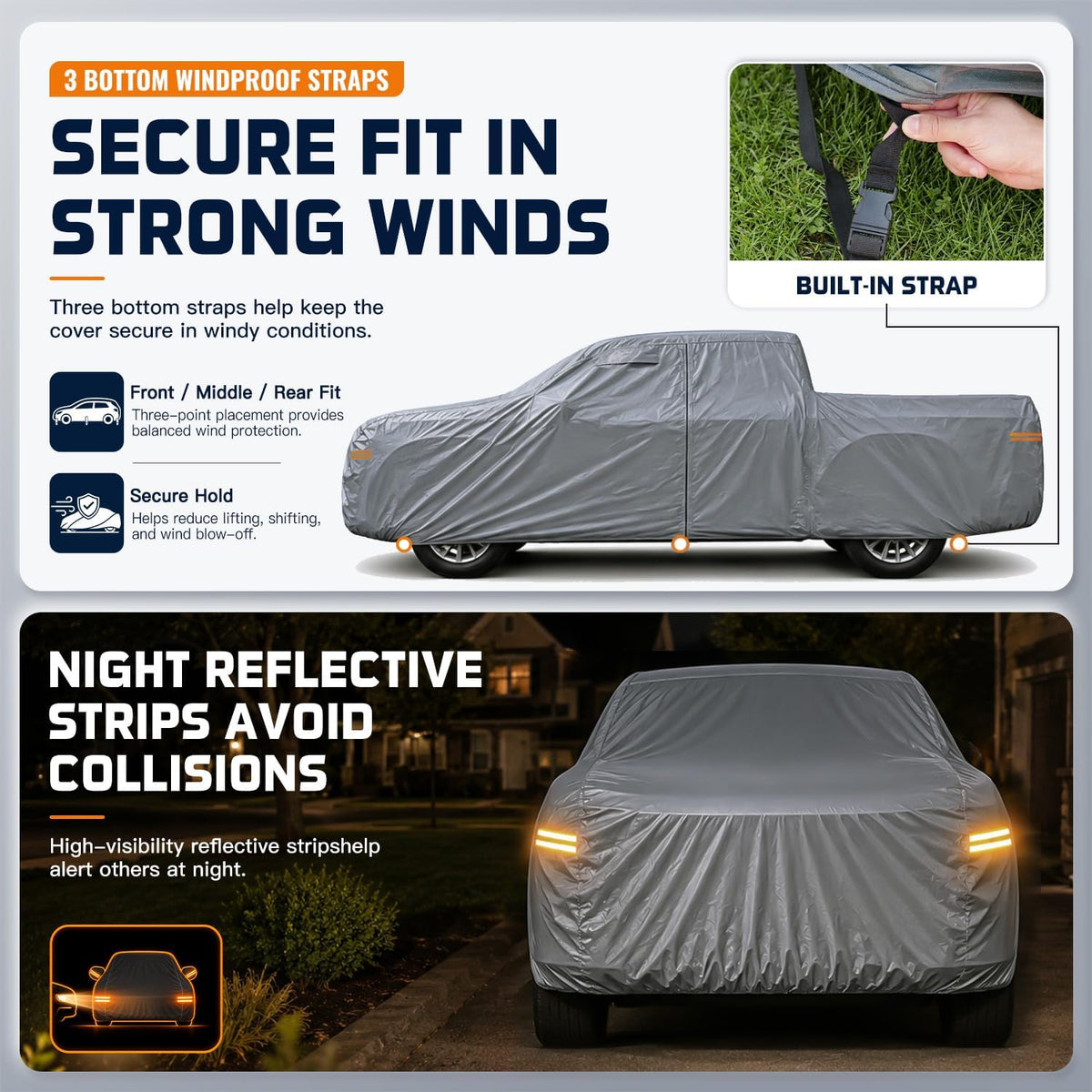 SUV Cover Waterproof All-Weather,Outdoor Full Exterior Automobiles SUV(Length 182-190 inch) with Windshield Sun Shade Universal Fit Toyota RAV4,CRV,Model Y,Q5,Size S2 (See SizeChart)