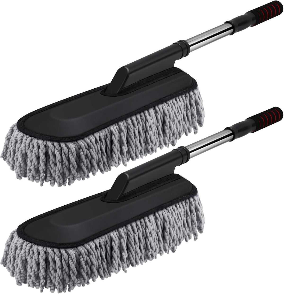 Tanlade 2 Pack Microfiber Car Duster Exterior Scratch Free with Extendable Handle Soft Car Duster Kit for Cleaning Dust Brush Set for Exterior Interior Cleaning Tools (Blue Gray)