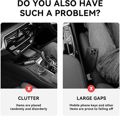 2PCS Car Seat Gap Filler, Automotive Seat Organizer Fill The Gap Between Seat and Console, Universal Car Storage Box Inserts Fill The Gap Between Seat &Console for Coins Wallets Keys (Black)