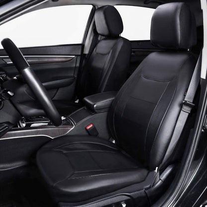 Flying Banner Carbon Fiber Leather Vehicle Seat Covers, Leopard Gray Black, Universal Fit - 8PCS