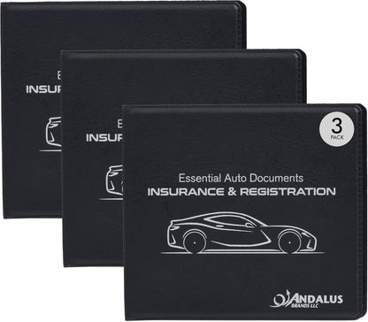 Andalus Auto Registration & Insurance Card Holder Pack of 2, Waterproof Essential Car Registration Holder with Hook & Loop Closure, Perfect for Every Vehicles Glove Boxes (White - 5 1/8" x 4 5/8")