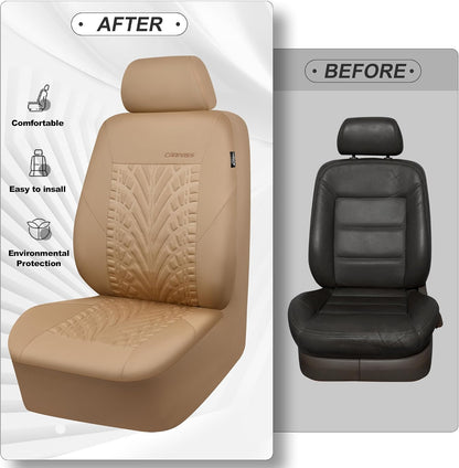 CAR PASS Car Seat Covers Full Sets, Front & Split Rear Bench for Car, 3D Tyre Embossed Automotive Interior Covers, Airbag Compatible, Quick Setup Universal Fit Seat Covers for Car, SUV(Charcoal)