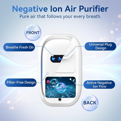 Air Purifiers (4 Pack), Air Ionizers for Home, Bedroom & Travel, Plug In Negative Ion Air Purifier, Dust, Dander, Smoke & Odor removal, Quiet Mini Portable Air Freshener, Low Energy, White