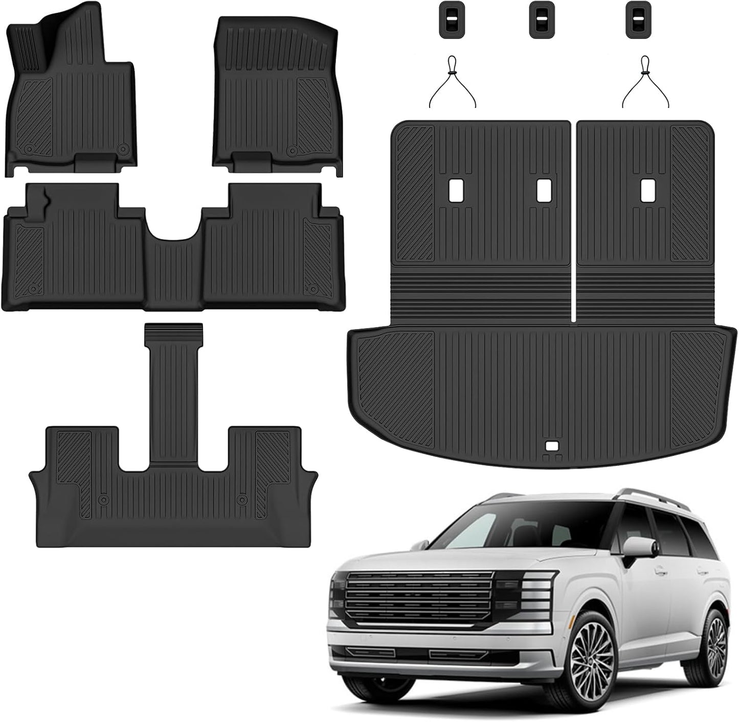 Auxko All Weather Floor Mat & Cargo Mat Fit for 2026 2025 2024 2023 2022 Hyundai Tucson Hybrid(Not PHEV) TPE Liner Tucson Accessory Set All Season Odorless Anti-Slip Floor Liner