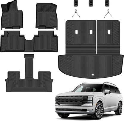 Auxko All Weather Floor Mat & Cargo Mat Fit for 2026 2025 2024 2023 2022 Hyundai Tucson Hybrid(Not PHEV) TPE Liner Tucson Accessory Set All Season Odorless Anti-Slip Floor Liner