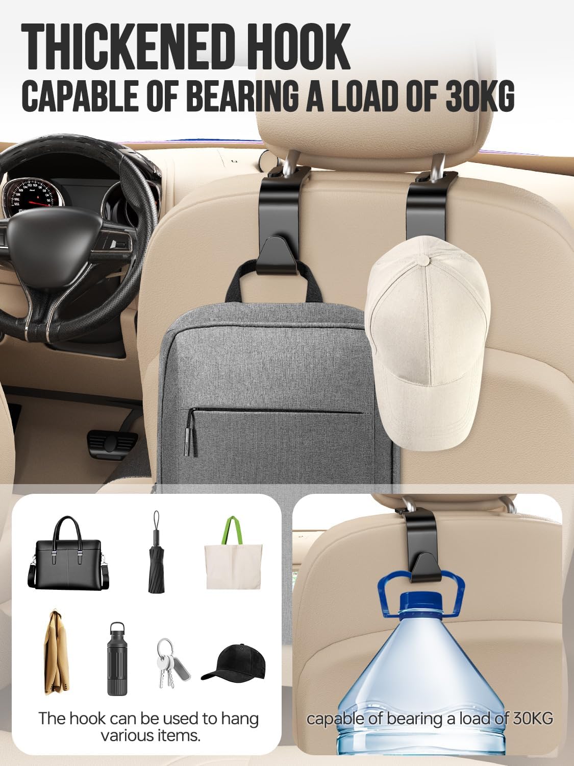 New Fi Backseat Car Organizer(20 Storage Pockets),Come with Free 1 Seat Net and 2 Headrest Hook, Touch Screen Tablet Holder, Divider for Driving Safely Children & Pets…, Car Organizer (black)