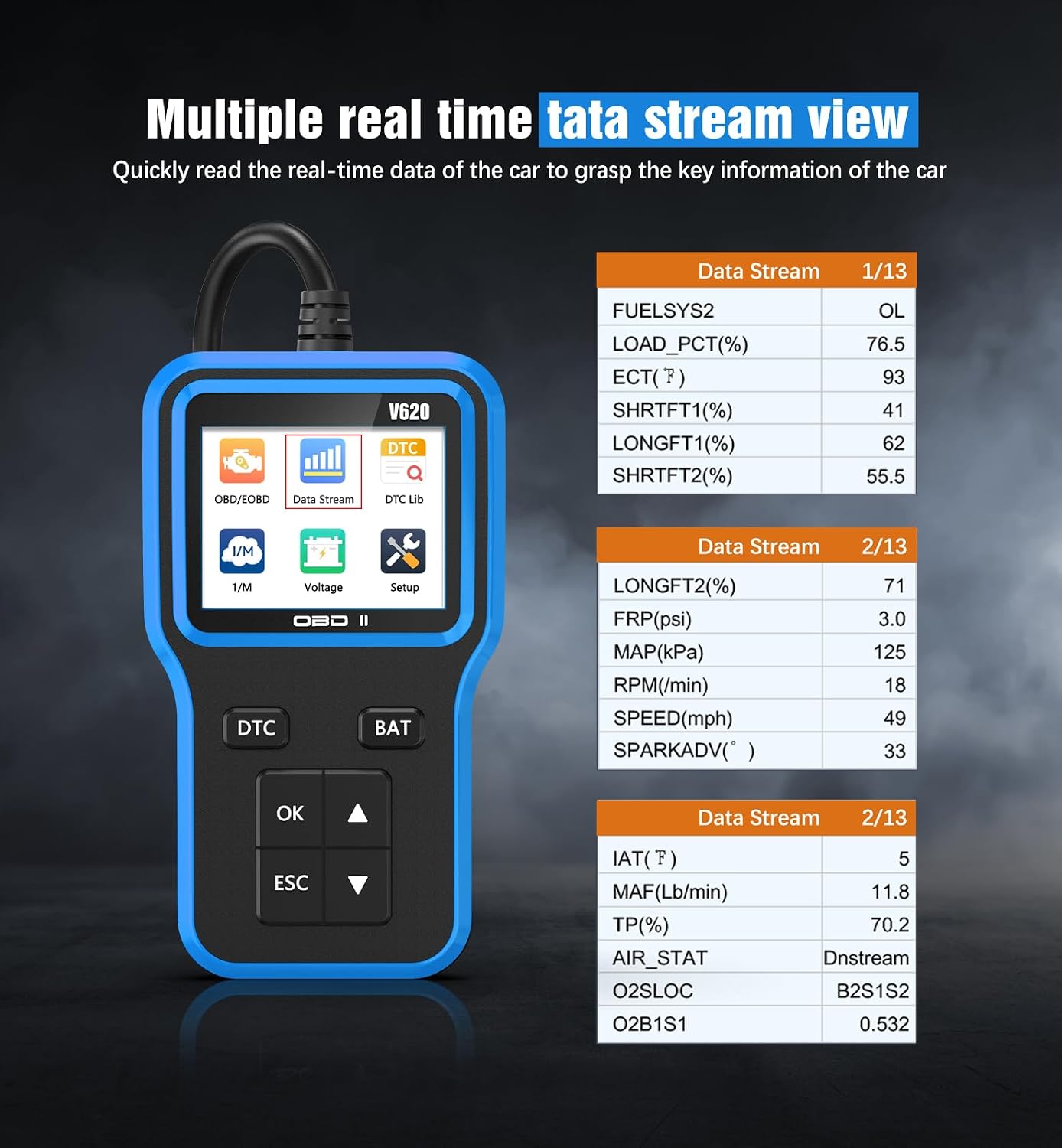UMEIJA OBD2 Scanner with Upgrade Battery Tester - Diagnostic Tool for Cars That Check Engine Light & Emissions Readiness Read and Clears Vehicle Error Codes for All OBD II Protocol Vehicles Since 1996