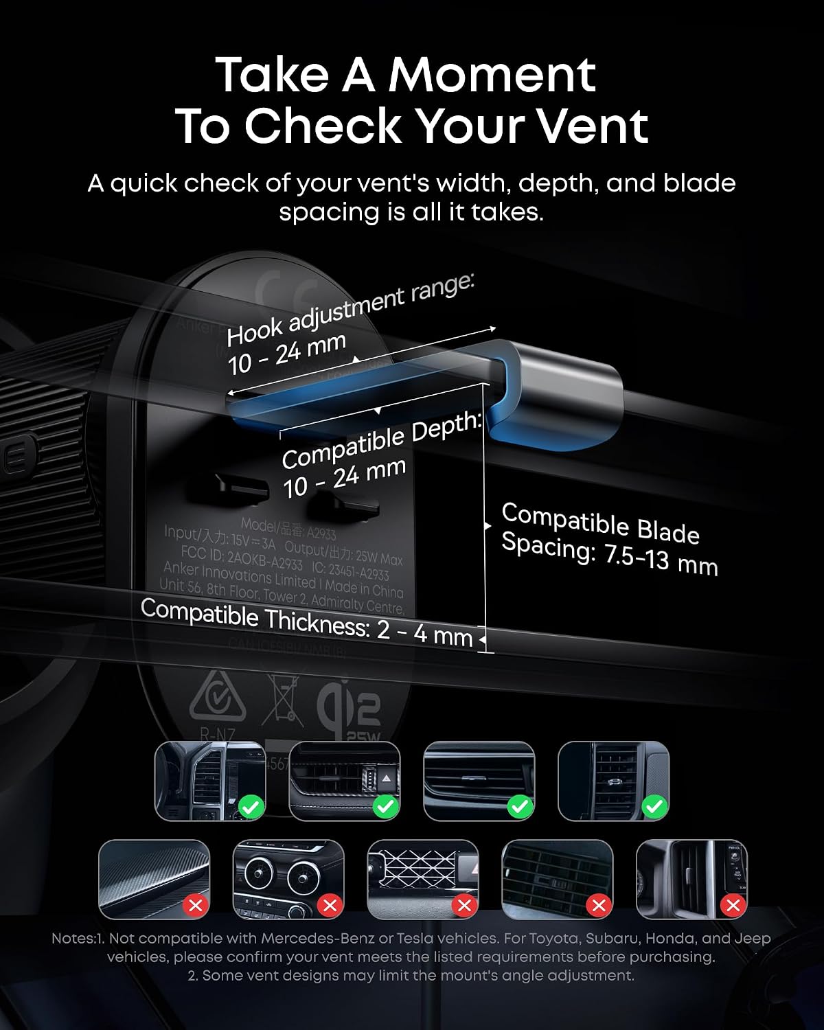 Anker Prime MagSafe Car Mount Charger, Qi2 25W Certified Wireless Car Charger with AirCool, Strong Magnets, Air Vent Mount for iPhone 17-12 Series