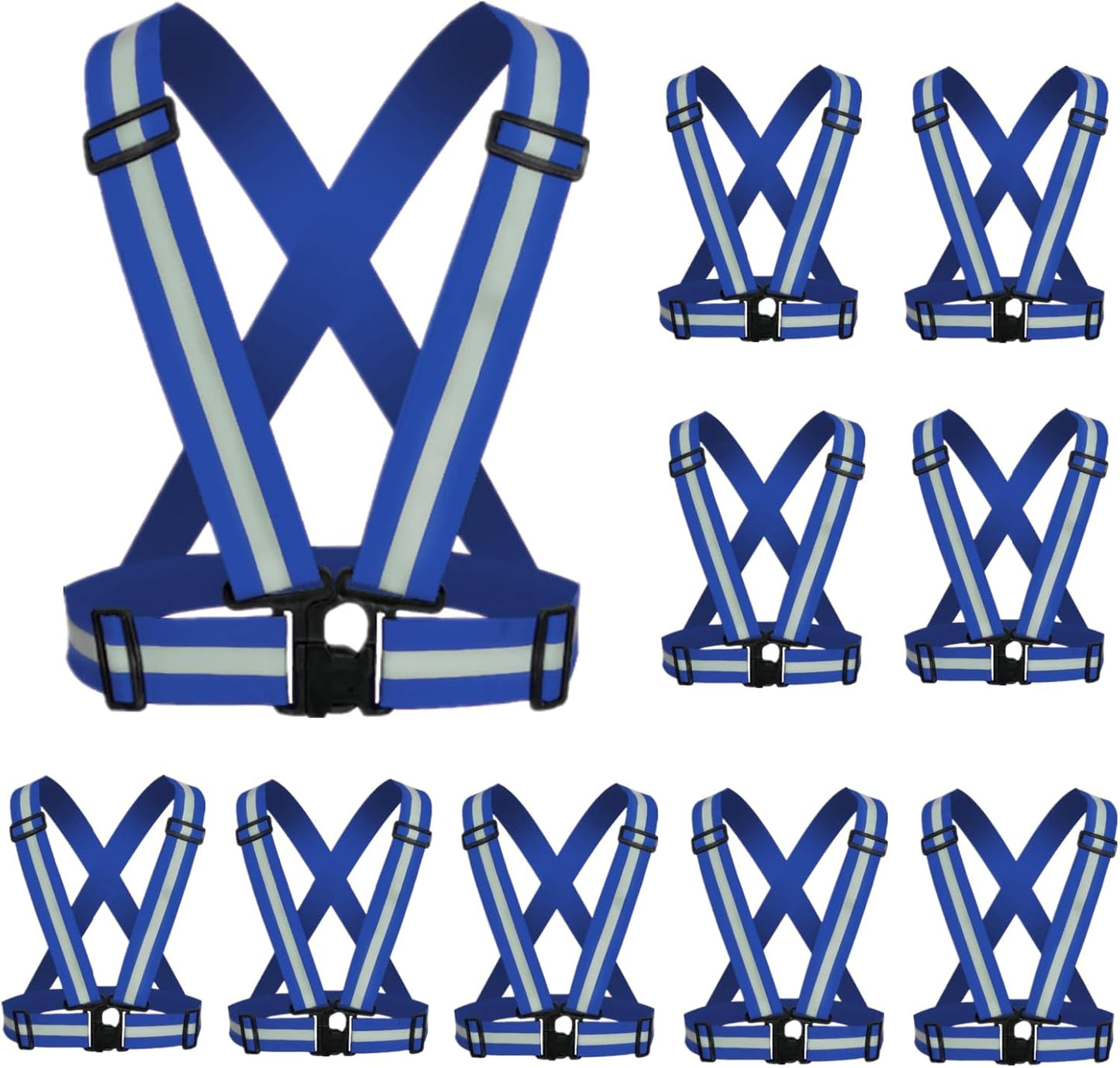 Reflective Strap Safety Vest Gear - 2-10 Pack Adjustable High Visible Reflective Running Gear for Women Men Night