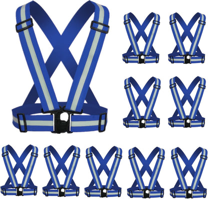 Reflective Strap Safety Vest Gear - 2-10 Pack Adjustable High Visible Reflective Running Gear for Women Men Night
