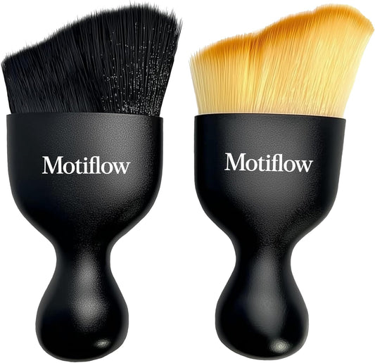 2 PCS Car Interior Detailing Brush, Car Detailing Supplies Soft Bristle Detailing Brush, Car Interior Cleaning Tool, Auto Detailing Brush Car Dashboard Cleaning Duster Brush (Black&Yellow)